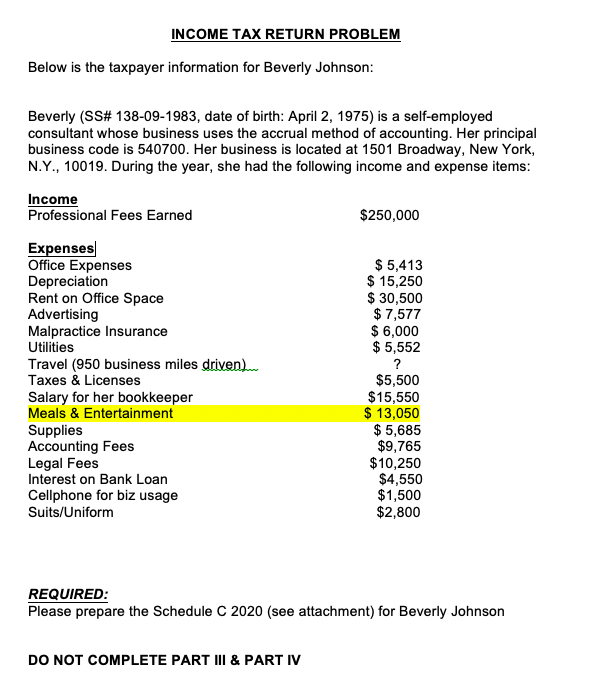 Income Tax Return Problem Below Is The Taxpayer Chegg