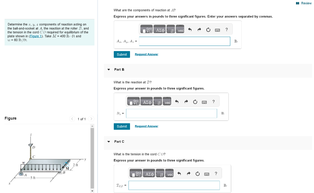 Solved Determine The X Y Z Components Of Reaction Chegg