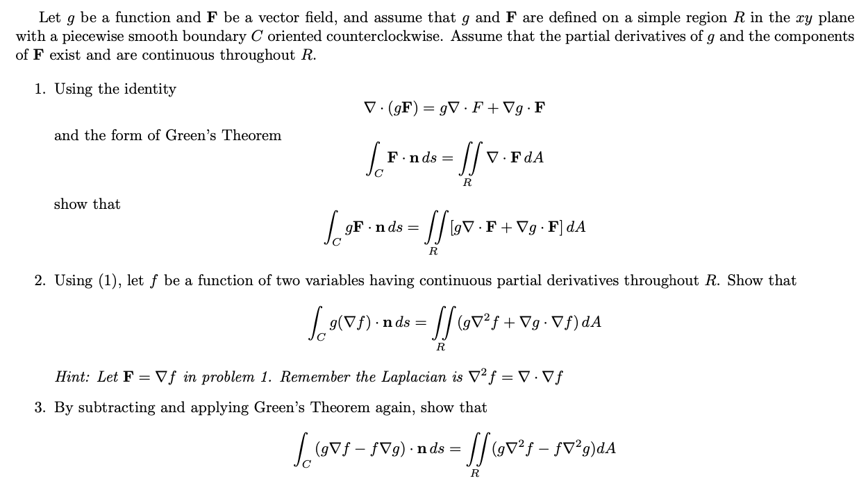 Solved Let G Be A Function And F Be A Vector Field And Chegg