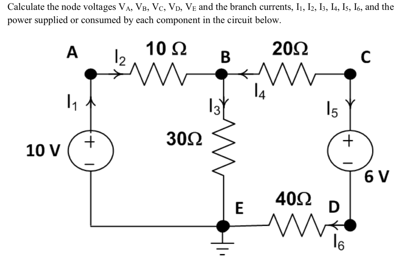 Solved Calculate The Node Voltages Va Vb Vc Vd Ve And Chegg