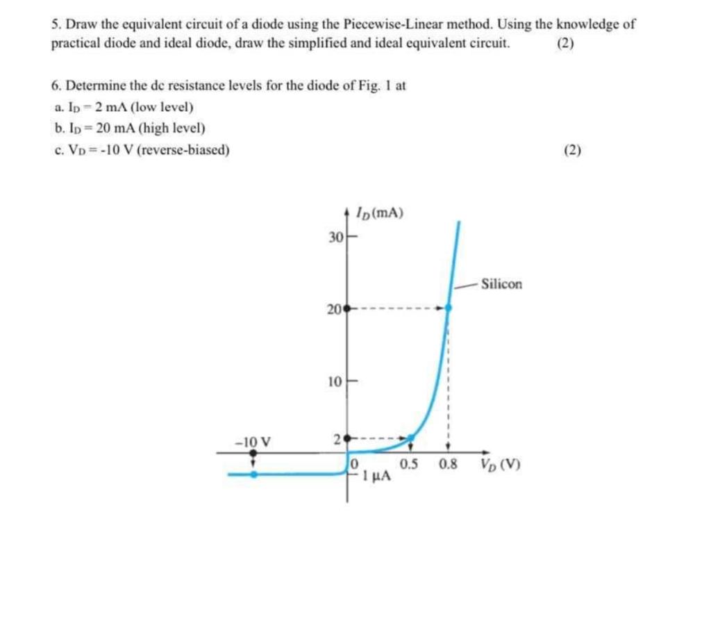 Solved 5 Draw The Equivalent Circuit Of A Diode Using The Chegg