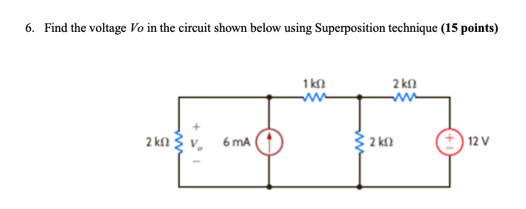 Solved 6 Find The Voltage Vo In The Circuit Shown Below Chegg