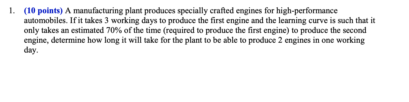 Solved A Manufacturing Plant Produces Specially Crafted Chegg