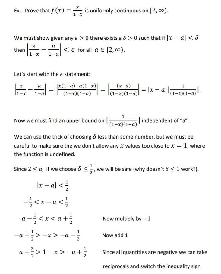 Solved Using The D Definition Of Uniform Continuity Chegg