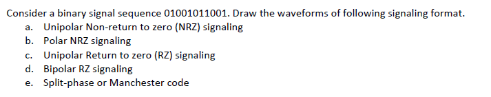 Solved Consider A Binary Signal Sequence Draw Chegg