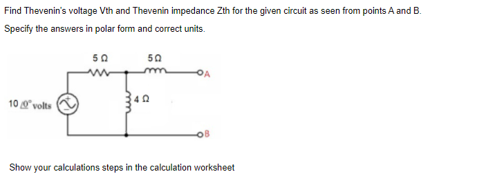 Solved Find Thevenin S Voltage Vth And Thevenin Impedance Chegg