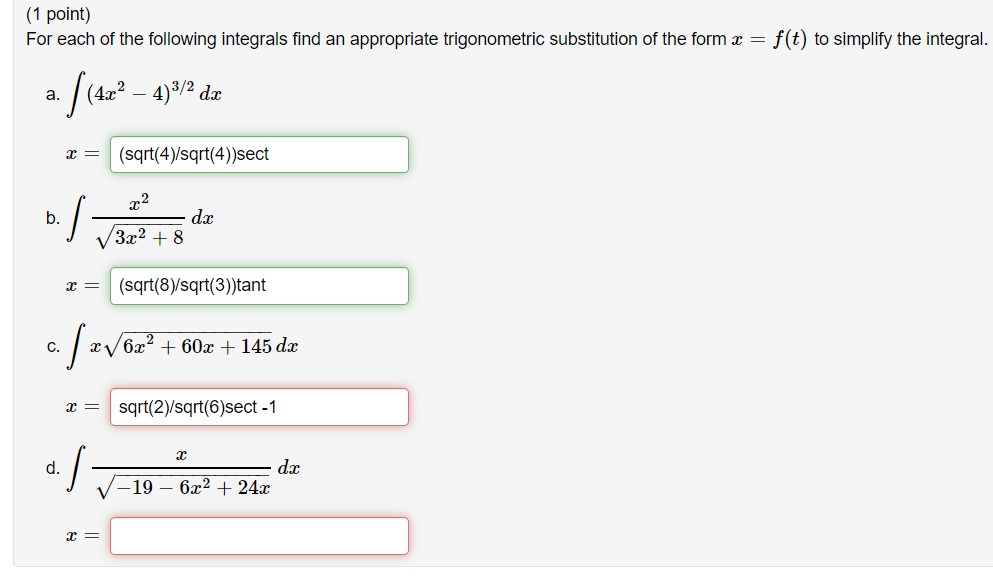 Solved Point For Each Of The Following Integrals Find An Chegg