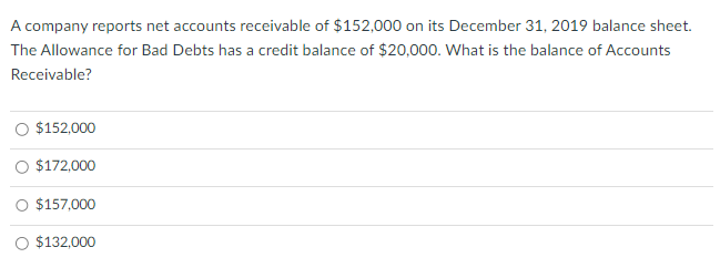 Solved A Company Reports Net Accounts Receivable Of Chegg