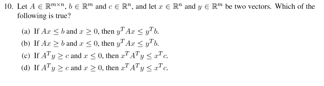 Solved 10 Let A E Rmxn B E RM And C ER And Let X E R Chegg