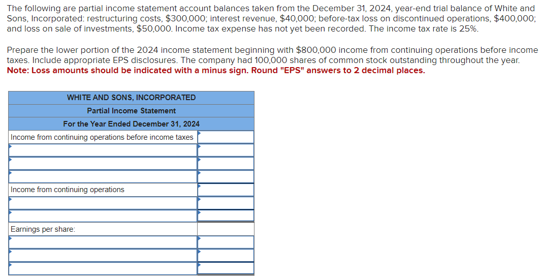 Solved The Following Are Partial Income Statement Account Chegg