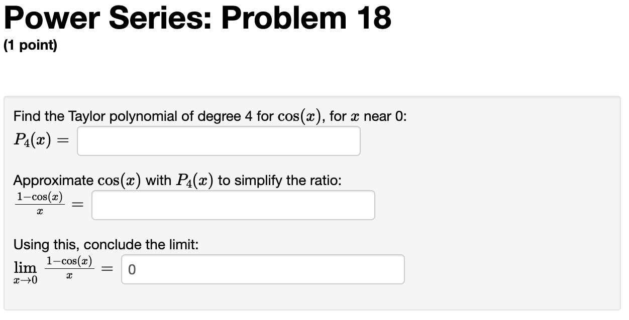 Solved Power Series Problem 17 1 Point By Recognizing Chegg