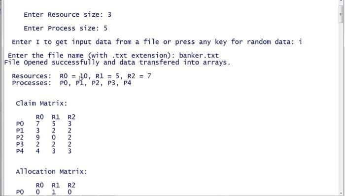 Solved Write Bankers Algorithm Program Using Python By Chegg