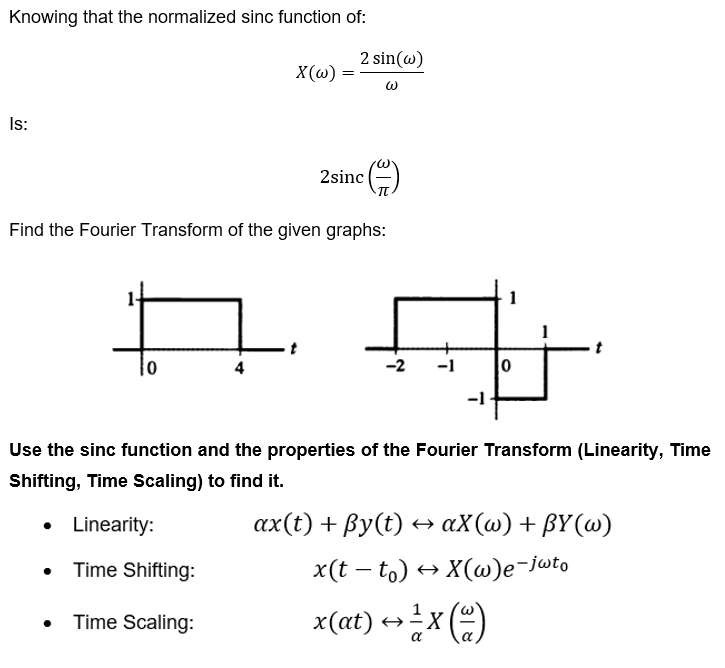 Solved Knowing That The Normalized Sinc Function Of Xw Chegg