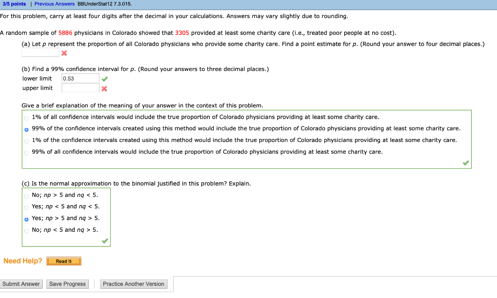 Solved 3 5 Points Previous Answers BBUnderStat12 7 3 015 Chegg