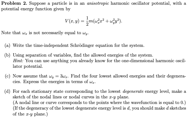 Solved Problem Suppose A Particle Is In An Anisotropic Chegg