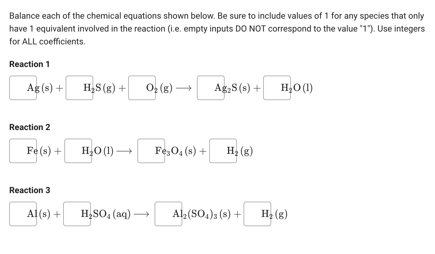 Solved Balance Each Of The Chemical Equations Shown Below Chegg