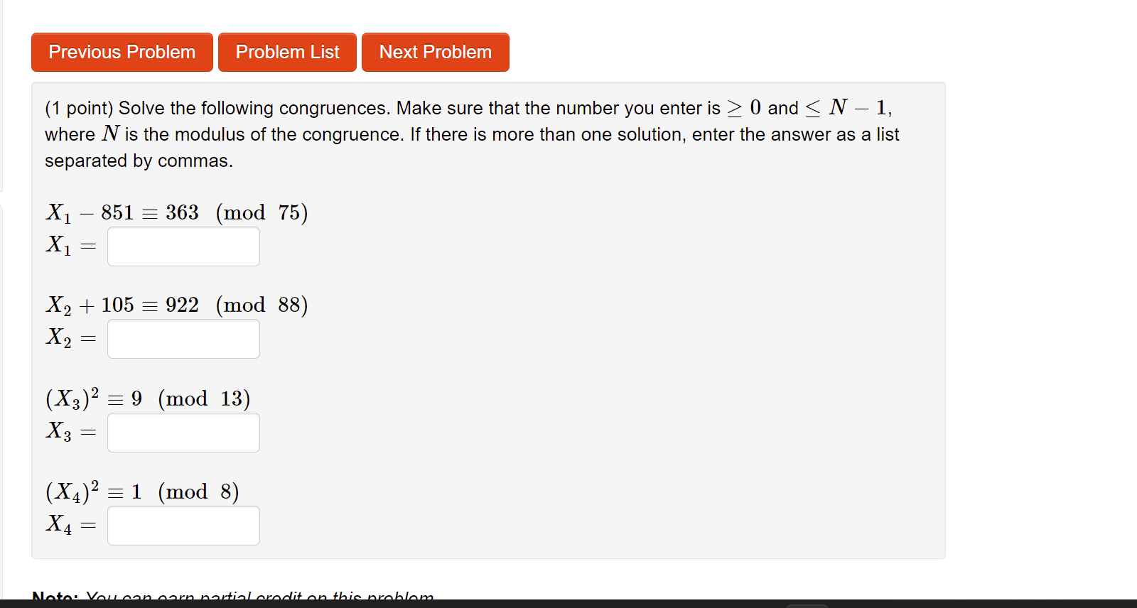 Solved 1 Point Find The Smallest Positive Integer Solution Chegg