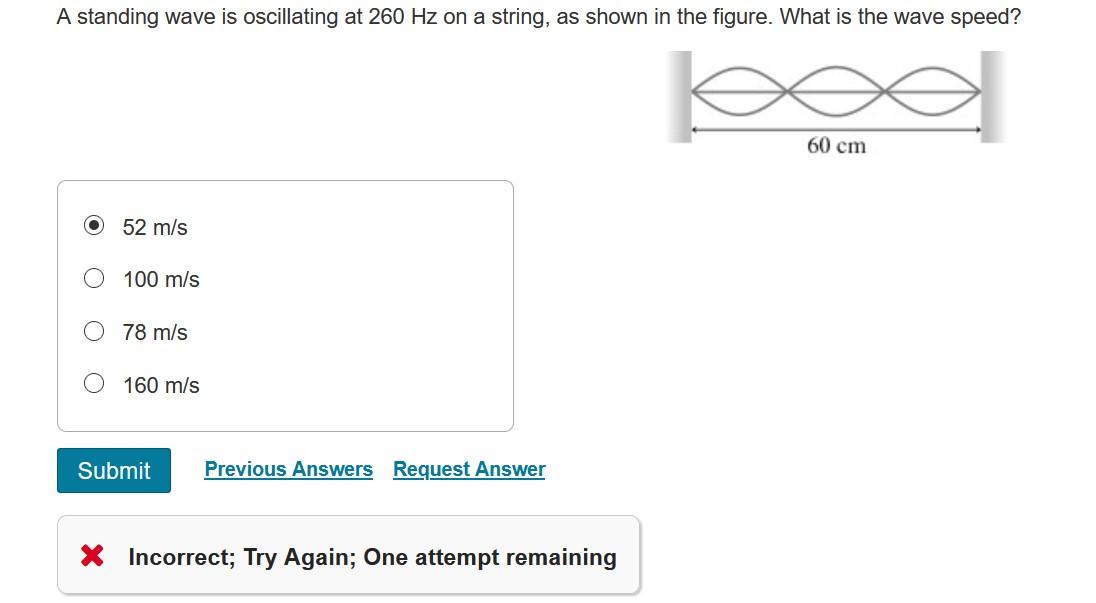 Solved A Standing Wave Is Oscillating At 260 Hz On A String Chegg