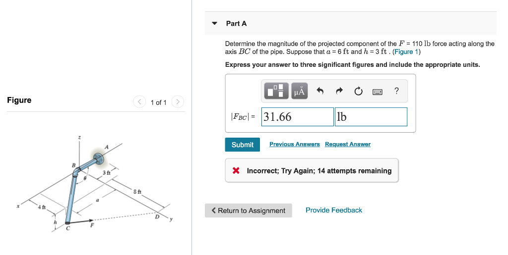 Solved Part A Determine The Magnitude Of The Projected Chegg