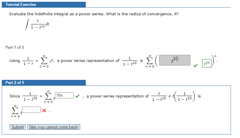 Solved Tutorial Exercise Evaluate The Indefinite Integral As Chegg