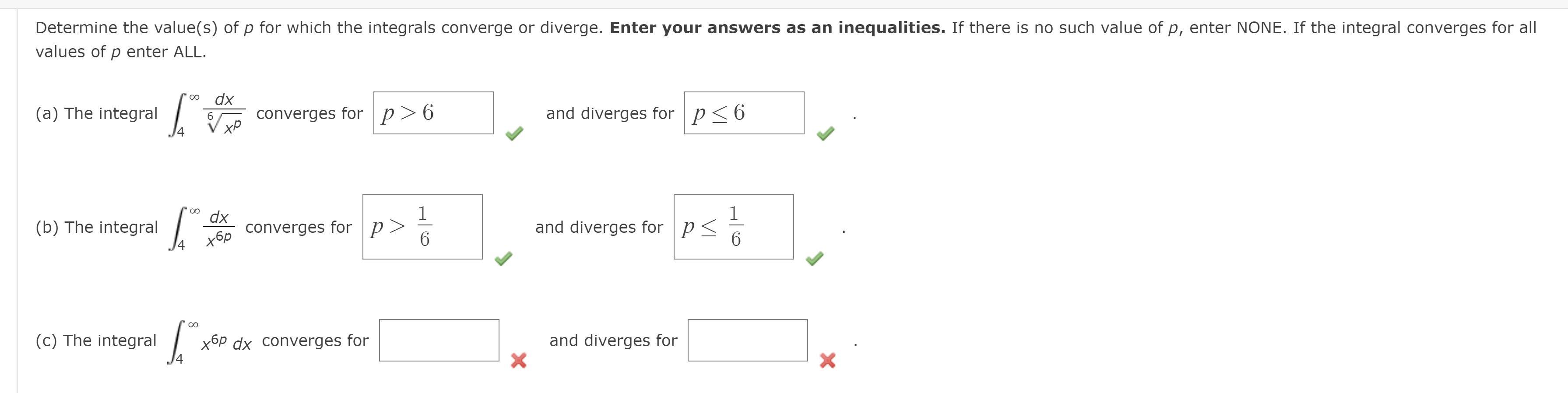 Solved Determine The Value S Of P For Which The Integrals Chegg