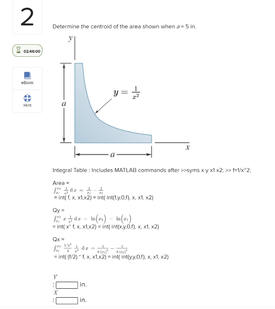 Solved 2 Determine The Centroid Of The Area Shown When A 5 Chegg