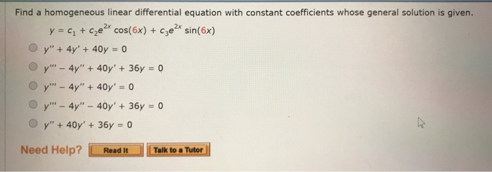 Solved Find A Homogeneous Linear Differential Equation With Chegg