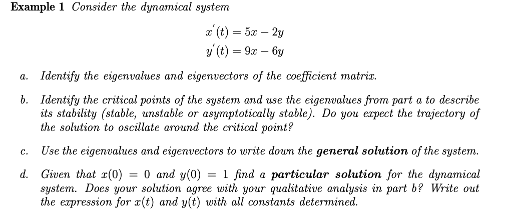 Solved Example 1 Consider The Dynamical System Chegg