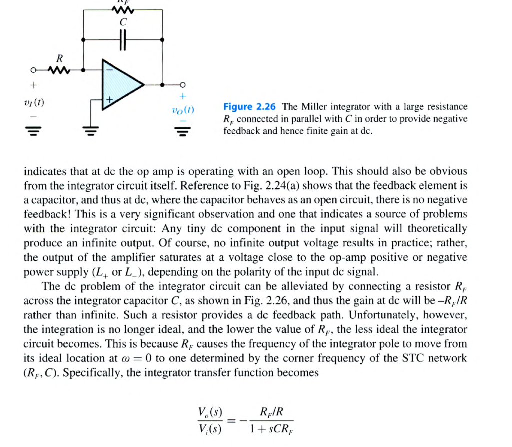 Solved Vi T Vo 1 Figure 2 26 The Miller Integrator With Chegg