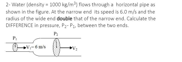 Solved 2 Water Density 1000 Kg M3 Flows Through A Chegg