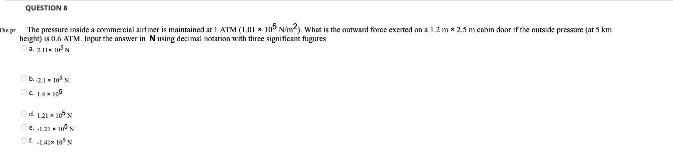 Solved The Pressure Inside A Commercial Airliner Is Chegg