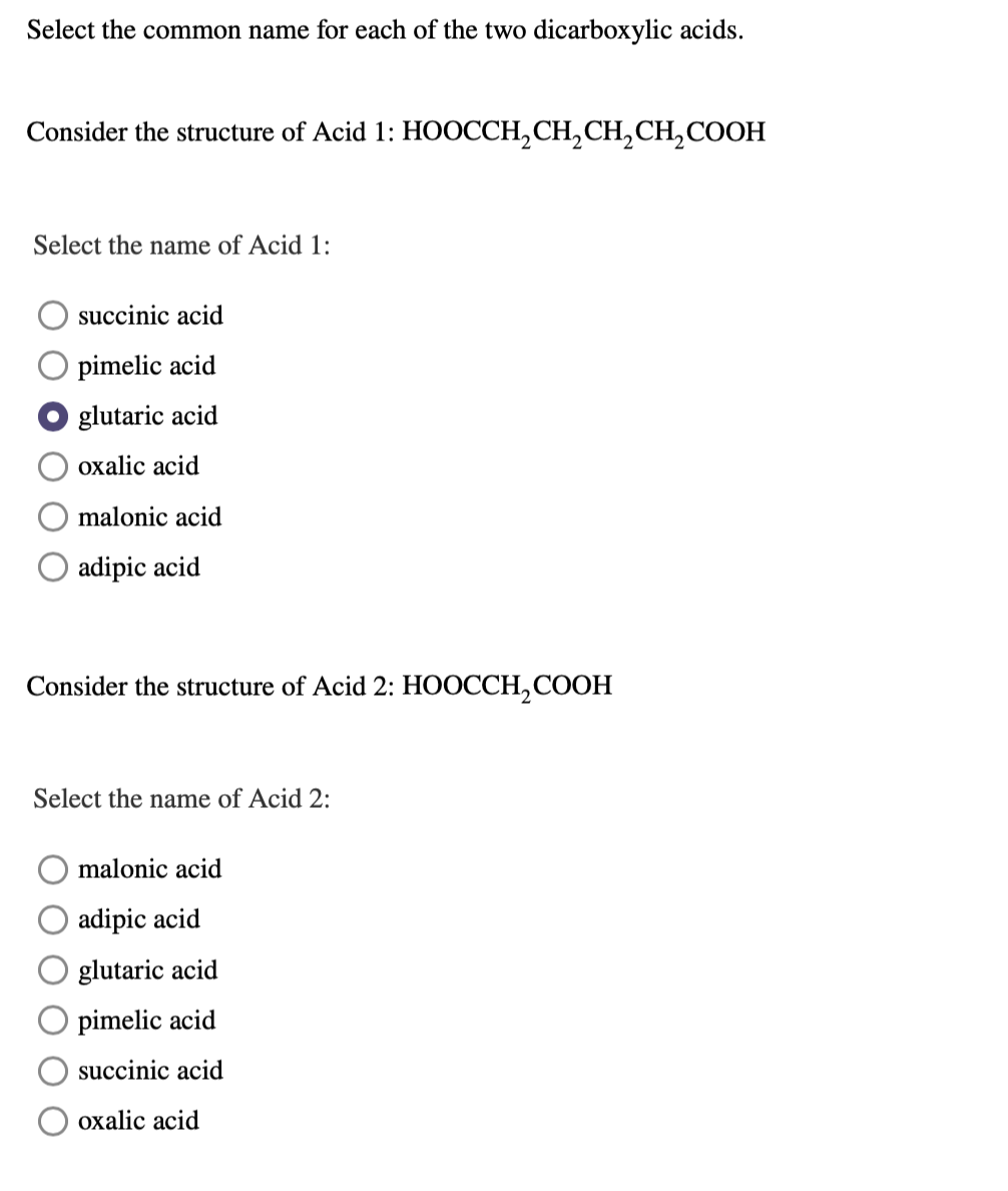 Solved Select The Common Name For Each Of The Two Chegg