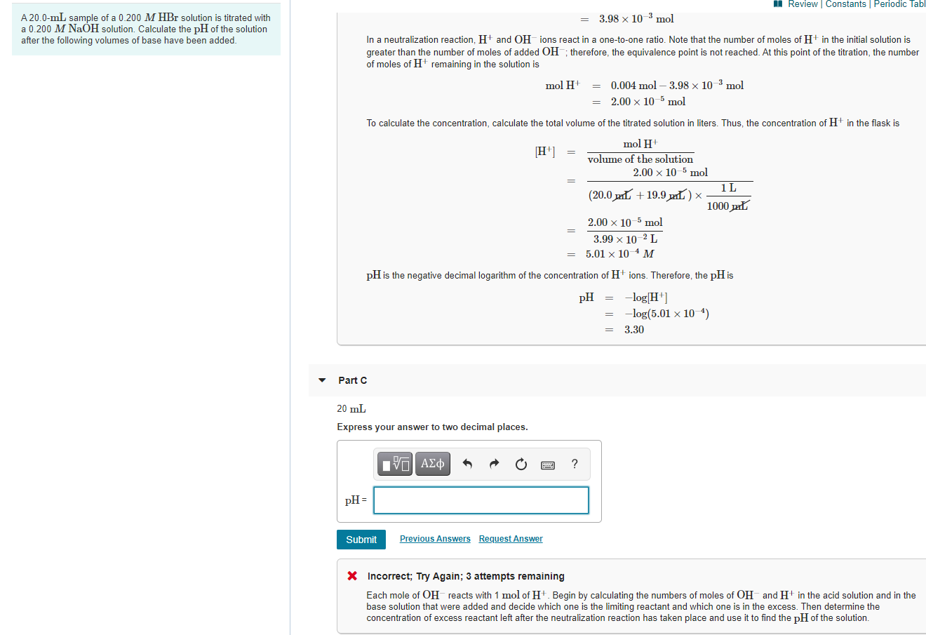 Solved A Ml Sample Of A M Hbr Solution Is Chegg