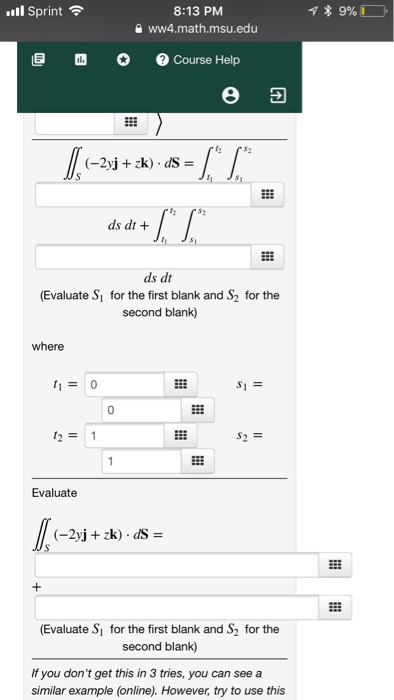 Solved 8 13 PM ww4 math msu edu ill Sprint令 ECourse Help Chegg