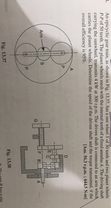 Solved An Epicyclic Gear Train As Shown In Fig Has Chegg