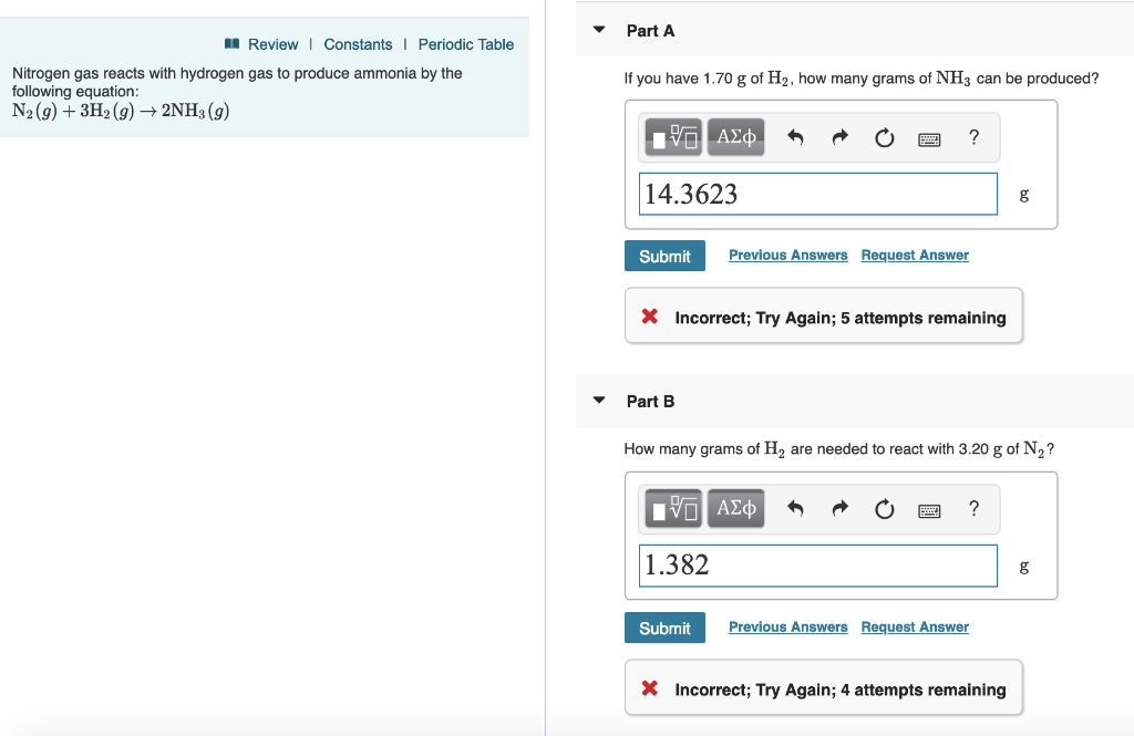 Solved Part A Reviewi Constants Periodic Table Nitrogen Gas Chegg