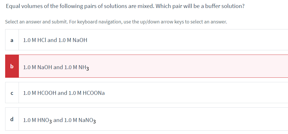 Solved Equal Volumes Of The Following Pairs Of Solutions Are Chegg