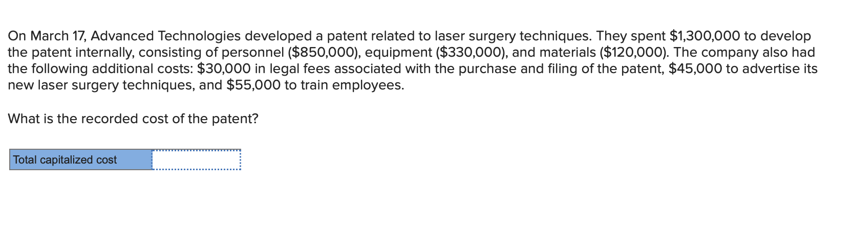 Solved On March Advanced Technologies Developed A Patent Chegg