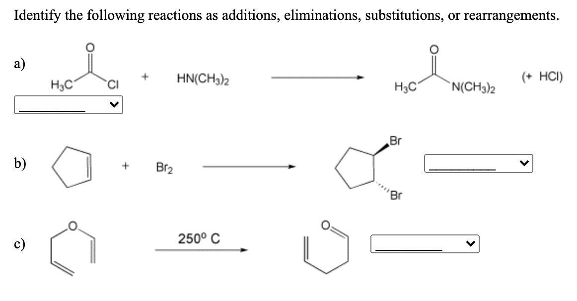 Solved Identify The Following Reactions As Additions Chegg