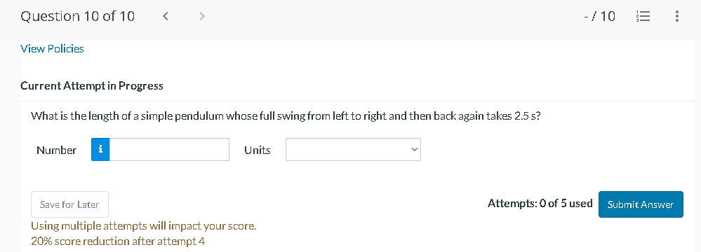 Solved What Is The Length Of A Simple Pendulum Whose Full Chegg