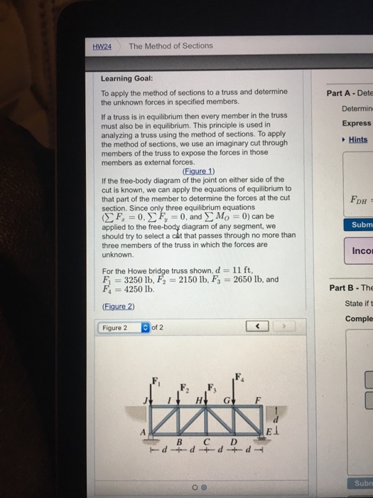 Solved Hw The Method Of Sections Learning Goal To Apply Chegg