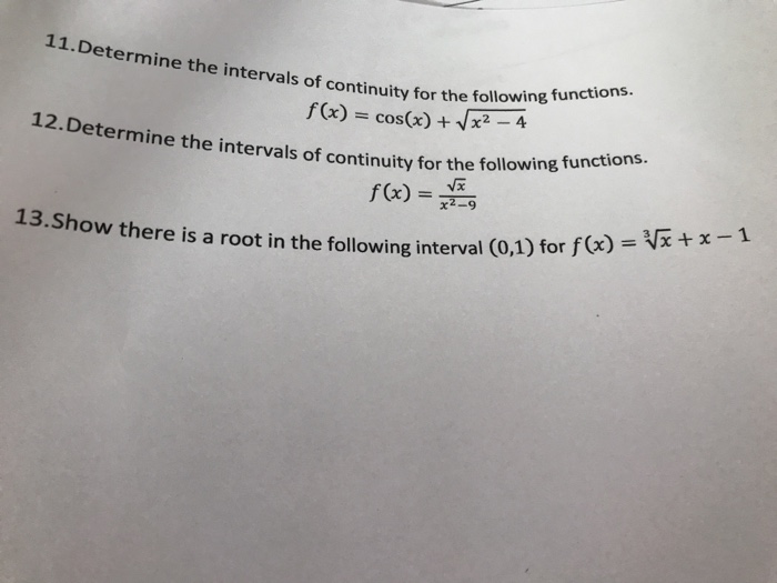 Solved Determi Ne The Intervals Of Continuity For The Chegg