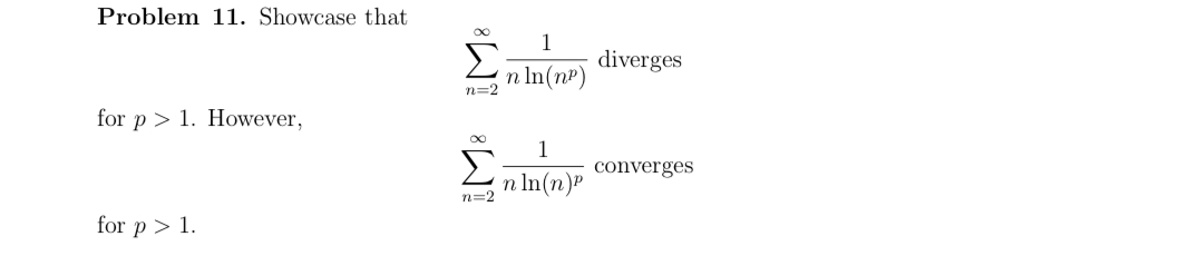 Solved Problem Showcase That N Nln Np Diverges For Chegg