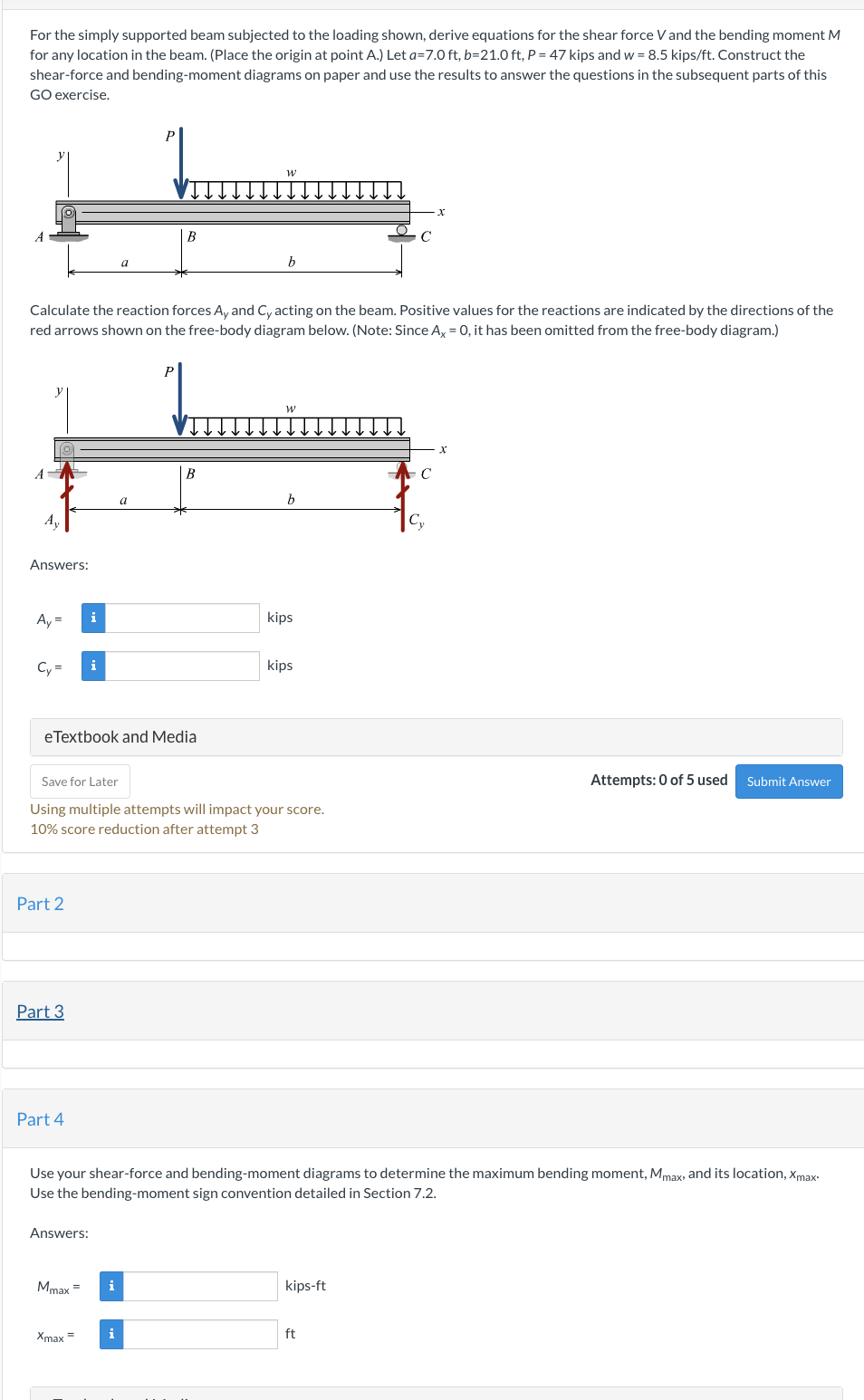 Solved For The Simply Supported Beam Subjected To The Chegg