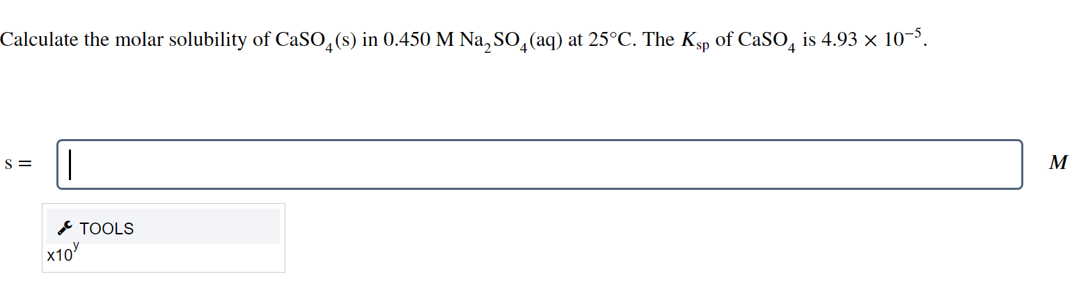 Solved Calculate The Molar Solubility Of CaSO4 S In Chegg