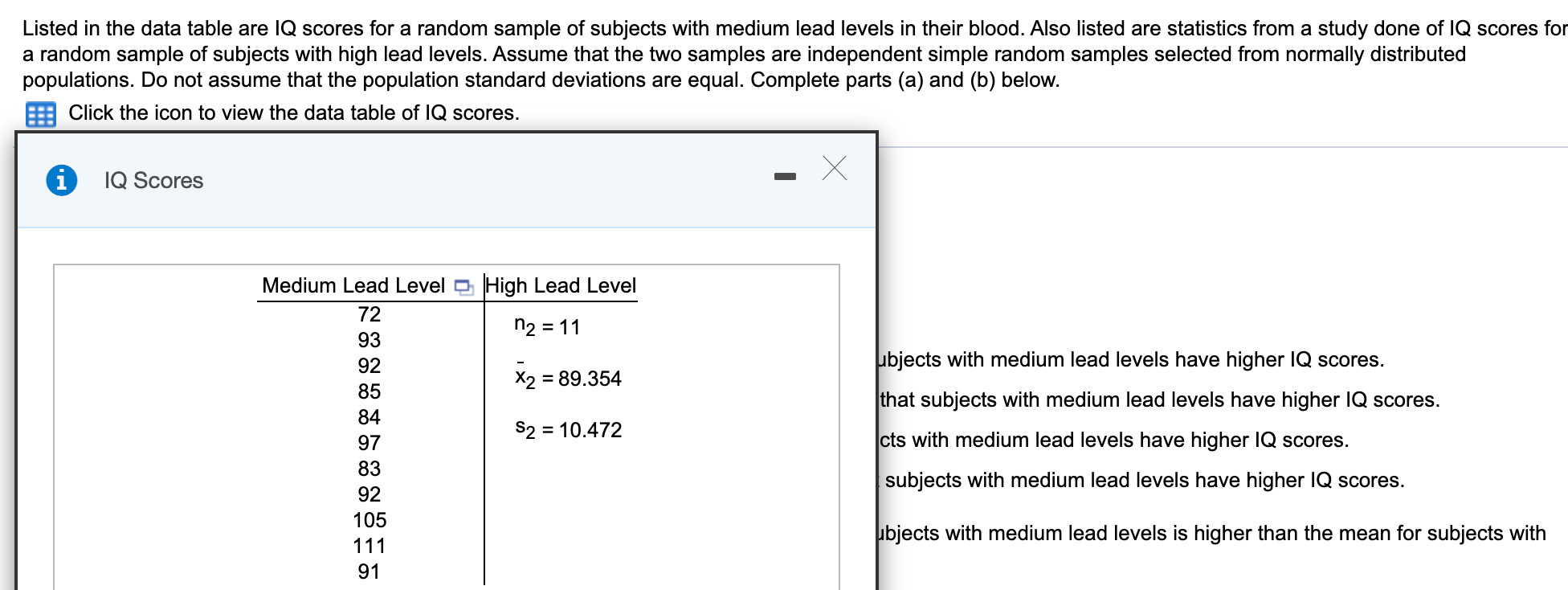 Solved Listed In The Data Table Are Iq Scores For A Random Chegg