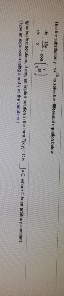 Solved Use The Substitution Y Vx To Solve The Differential Chegg