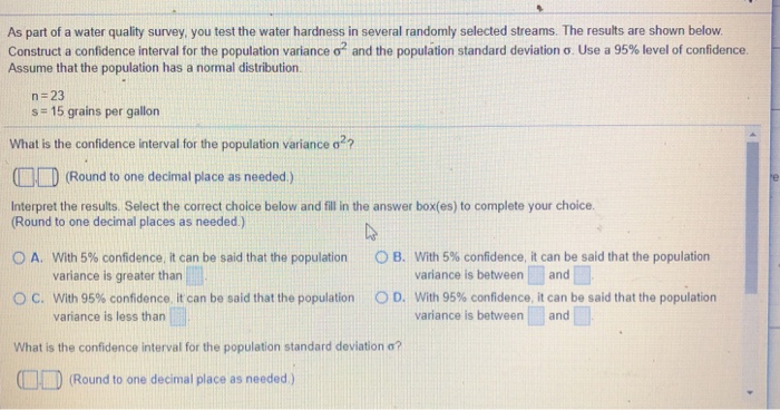 Solved As Part Of A Water Quality Survey You Test The Water Chegg