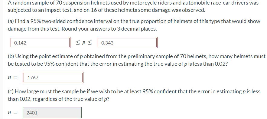 Solved A Random Sample Of Suspension Helmets Used By Chegg