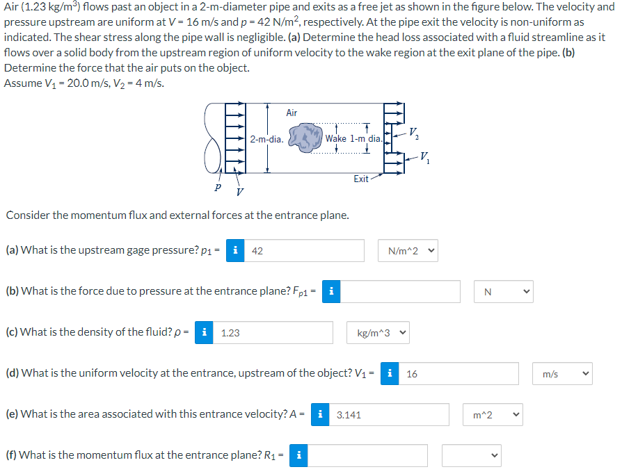 Solved Air 1 23 Kg M3 Flows Past An Object In A Chegg